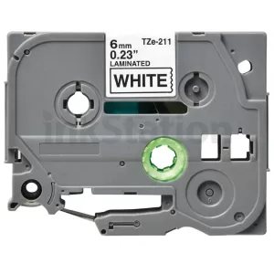 Compatible Brother TZe-211 6mm Black Text on White Laminated Tape - 8 meters
