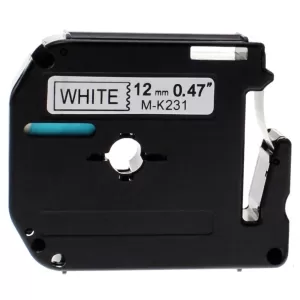 Compatible Brother M-K231 12mm Black Text on White Tape - 8 meters