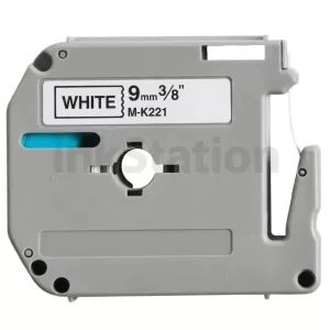 Compatible Brother M-K221 9mm Black Text on White Tape - 8 meters