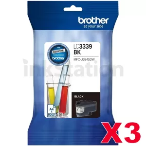 3 x Genuine Brother LC-3339XLBK High Yield Black Ink Cartridge - 6,000 pages