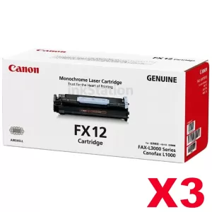 3 x Canon FX-12 Black Genuine Toner Cartridge - 4,500 page