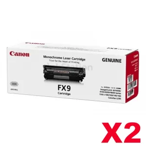 2 x Canon FX-9 Black Genuine Toner Cartridge - 2,000 pages