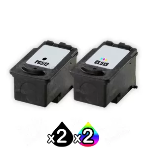 4 Pack Canon PG-512 CL-513 Compatible High Yield Value Pack [2BK,2C]