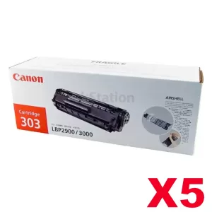 5 x Canon CART-303 Black Genuine Toner Cartridge 2,000 Pages