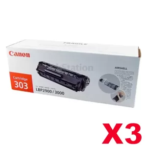 3 x Canon CART-303 Black Genuine Toner Cartridge 2,000 Pages
