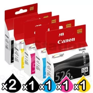 6-Pack Genuine Canon PGI-525 & CLI-526 Inkjet Combo [2BK,1PBK,1C,1M,1Y]