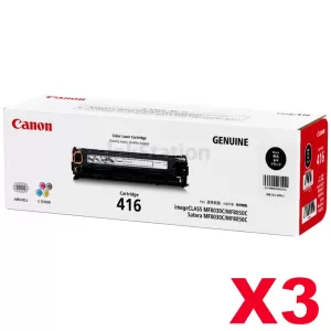 3 x Genuine Canon CART-416 Black Toner Cartridge 2,300 pages