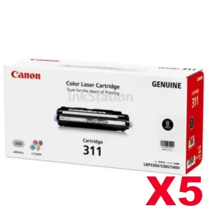 5 x Genuine Canon LBP 5360 (CART-311BK) Black Toner Cartridge-Approx. 6,000 pages