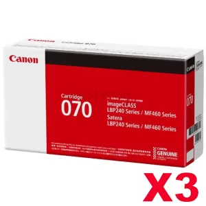 3 x Canon CART-070 Black Genuine Toner Cartridge - 3,000 pages
