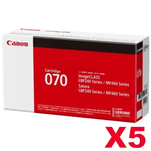 5 x Canon CART-070 Black Genuine Toner Cartridge - 3,000 pages