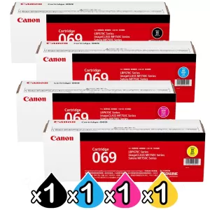 4 Pack Canon CART-069 Genuine Toner Cartridges Combo [1BK,1C,1M,1Y]
