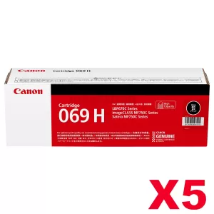 5 x Canon CART-069HB Black High Yield Genuine Toner Cartridge - 7,600 pages