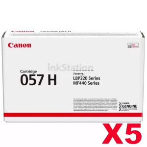5 x Canon CART-057H Black Genuine Toner Cartridge - 10,000 pages
