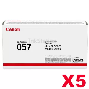 5 x Canon CART-057 Black Genuine Toner Cartridge - 3,100 pages