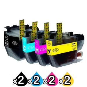 8 Pack Compatible Brother LC-3319XL Ink Cartridges Combo (High Yield of Brother LC-3317) [2BK, 2C, 2M, 2Y]