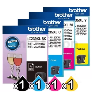4 Pack Genuine Brother LC-239XL/LC-235XL High Yield Ink Combo [1BK,1C,1M,1Y]