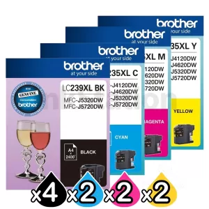 10 Pack Genuine Brother LC-239XL/LC-235XL High Yield Ink Combo [4BK,2C,2M,2Y]