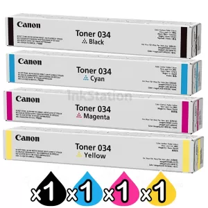 4 Pack Canon CART-034 Genuine Toner Cartridges [1BK,1C,1M,1Y]