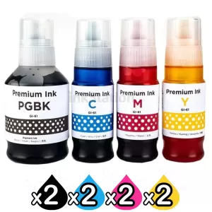 8-Pack Compatible Canon GI61 Ink Bottle [2BK,2C,2M,2Y]
