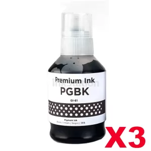 3 x Compatible Canon GI61PGBK Black Ink Bottle 170ML
