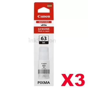 3 x Genuine Canon GI63BK Black Ink Bottle - 3,700 pages