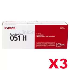3 x Canon CART-051H Black High Yield Genuine Toner Cartridge - 4,100 pages