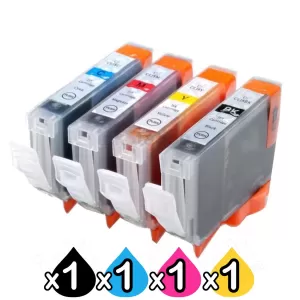 4-Pack Canon CLI-8BK/C/M/Y Compatible Inkjet (with Chip) [BK+C+M+Y]