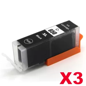 3 x Canon PGI-650XLBK Compatible Black High Yield Inkjet Cartridge