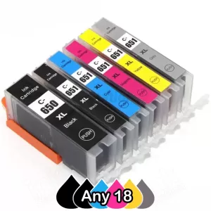 Any 18 x Canon PGI-650XL CLI-651XL Compatible High Yield Inkjet Cartridges