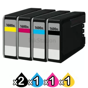5 Pack Canon PGI-1600XL Compatible High Yield Ink Cartridge [2BK,1C,1M,1Y]