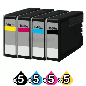 20 Pack Canon PGI-1600XL Compatible High Yield Ink Cartridge [5BK,5C,5M,5Y]