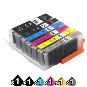 6 Pack Compatible Canon PGI-670XL, CLI-671XL High Yield Inkjet Combo [1BK,1PBK,1C,1M,1Y,1GY]