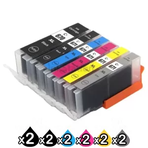 12 Pack Compatible Canon PGI-670XL, CLI-671XL High Yield Inkjet Combo [2BK,2PBK,2C,2M,2Y,2GY]
