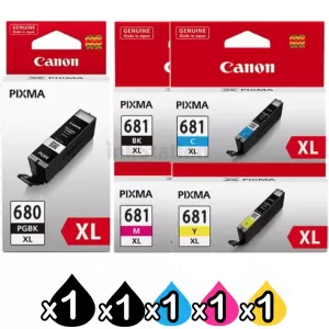 5 Pack Canon PGI-680XL CLI-681XL High Yield Genuine Inkjet Cartridges Combo [1BK,1PBK,1C,1M,1Y]