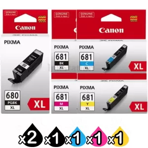 6 Pack Canon PGI-680XL CLI-681XL High Yield Genuine Inkjet Cartridges Combo [2BK,1PBK,1C,1M,1Y]