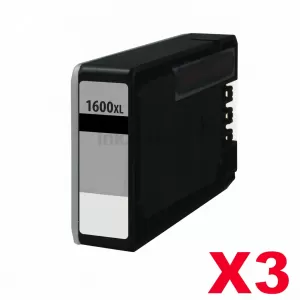 3 x Canon PGI-1600XLBK Compatible Black High Yield Ink Cartridge - 1,200 pages