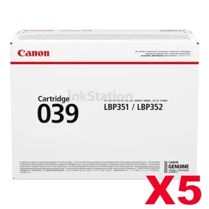 5 x Genuine Canon CART039 Black Toner - 6,000 pages