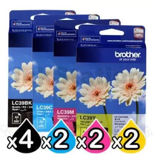 10 Pack Genuine Brother LC-39 Ink Combo [4BK+2C+2M+2Y]