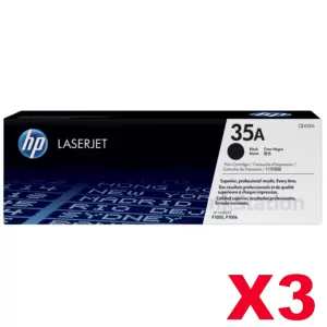 3 x HP CB435A (35A) Genuine Black Toner Cartridge - 1,500 Pages