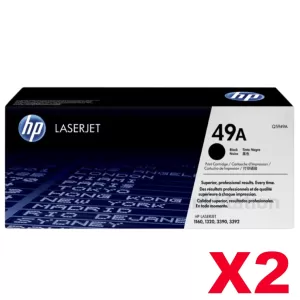 2 x HP Q5949A (49A) Genuine Black Toner Cartridge - 2,500 Pages
