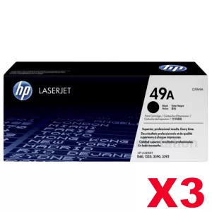 3 x HP Q5949A (49A) Genuine Black Toner Cartridge - 2,500 Pages