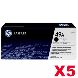 5 x HP Q5949A (49A) Genuine Black Toner Cartridge - 2,500 Pages