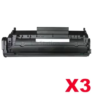 3 x HP Q2612A (12A) Compatible Black Toner Cartridge - 2,000 Pages