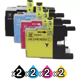 8 Pack Compatible Brother LC40 Ink Cartridges [2BK,2C,2M,2Y]