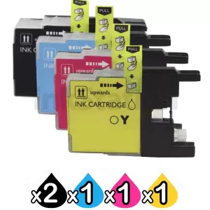 5 Pack Compatible Brother LC40 Ink Cartridges [2BK,1C,1M,1Y]