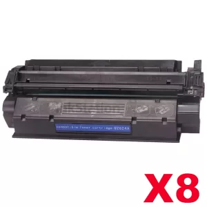 8 x HP Q2624A (24A) Compatible Black Toner Cartridge - 2,500 Pages