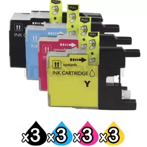 12 Pack Compatible Brother LC40 Ink Cartridges [3BK,3C,3M,3Y]