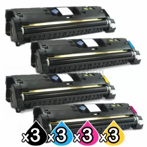 3 sets of 4 Pack HP C9700A-C9703A (121A) Compatible Toner Cartridges [3BK,3C,3M,3Y]