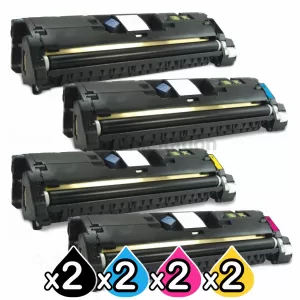 2 sets of 4 Pack HP C9700A-C9703A (121A) Compatible Toner Cartridges [2BK,2C,2M,2Y]