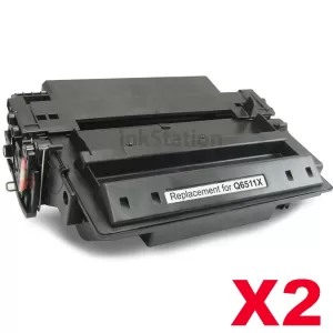 2 x HP Q6511X (11X) Compatible Black Toner Cartridge - 12,000 Pages (High Yield of HP Q6511A (11A))
